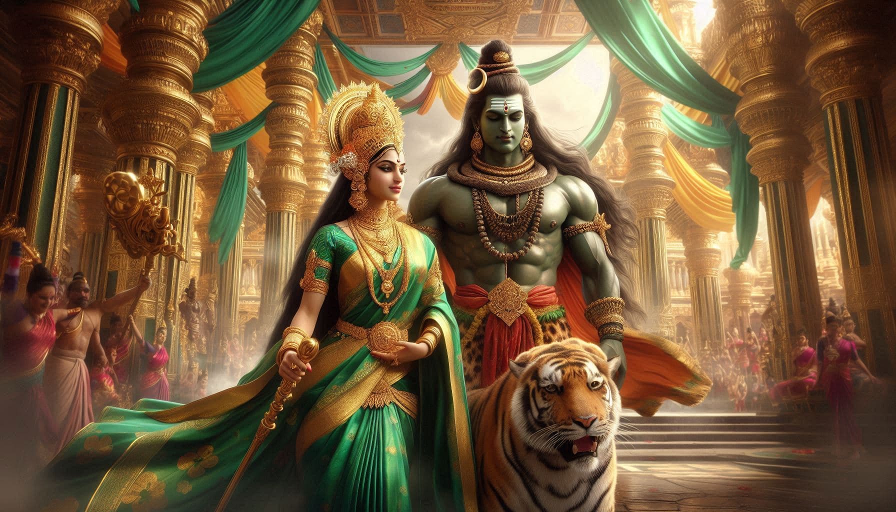 Meenakshi Temple, The Divine Love Story of Shiva and Parvati.