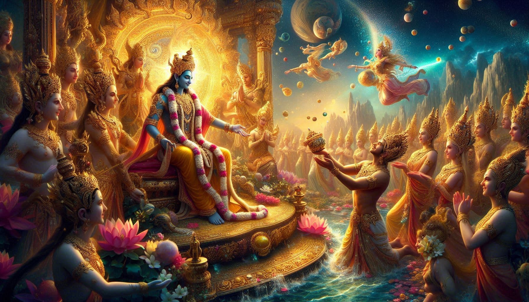 The Grand Celestial Wedding of Lakshmi and Vishnu