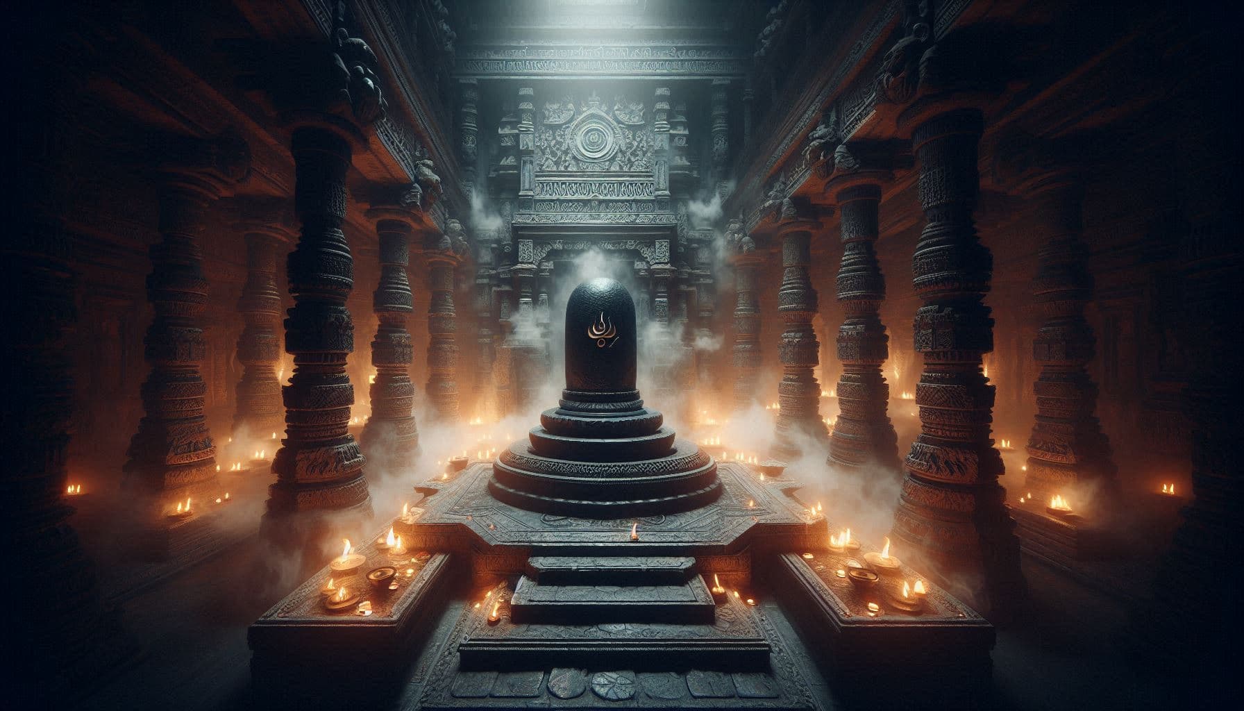 The Three-Faced Jyotirlinga, Shiva, Vishnu, and Brahma.